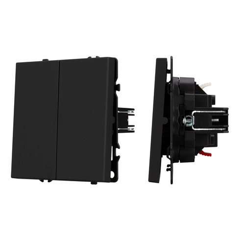 Механизм выключателя двухклавишный проходной SWT-NOBE-MKP2-SFPL-BK (230V, 10A) (Arlight, -)