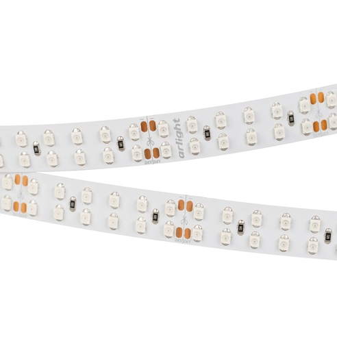 Лента светодиодная RT 2-5000 24V Yellow 2x2 (3528, 1200 LED, LUX) (Arlight, 19.2 Вт/м, IP20)