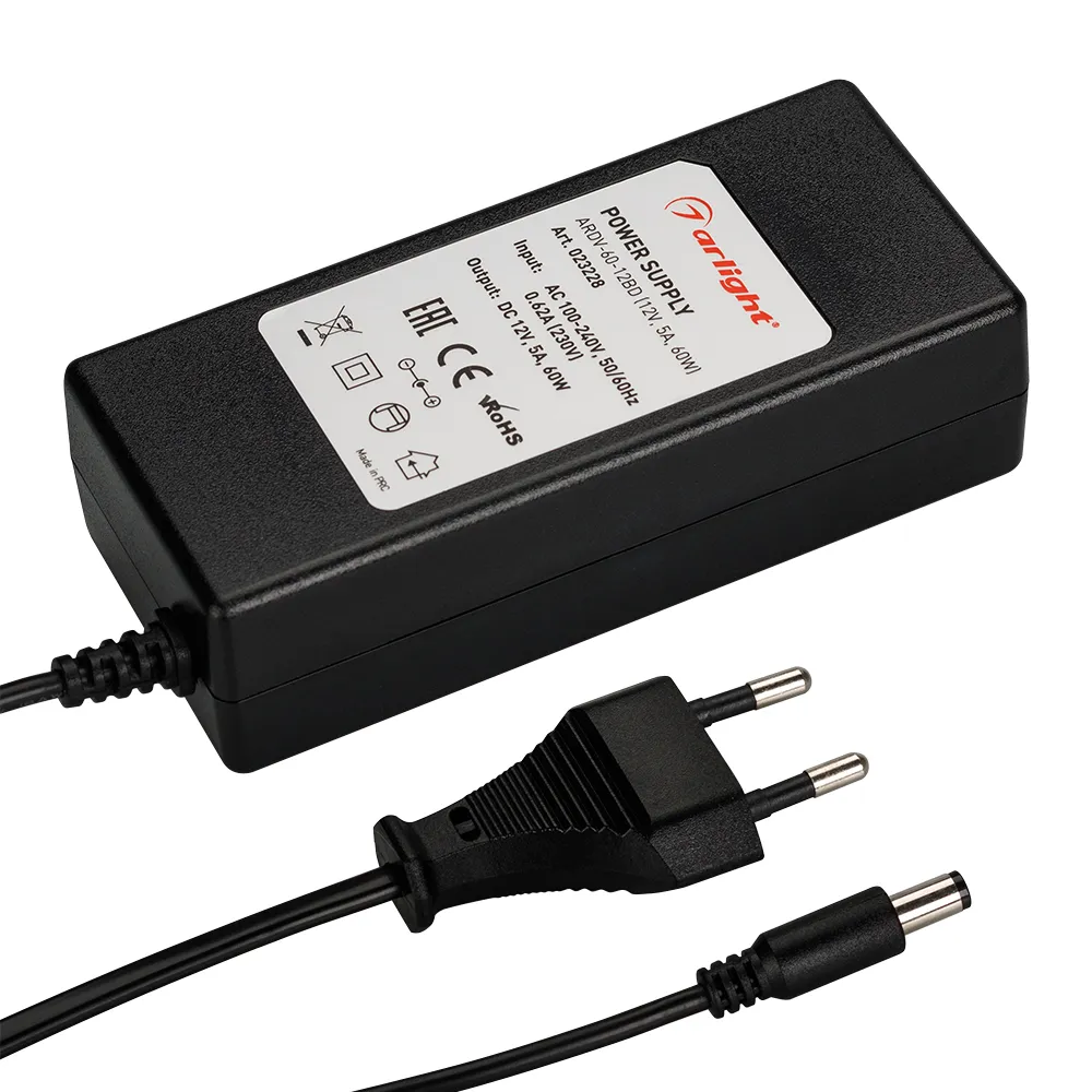 Блок питания ARDV-60-12BD (12V, 5A, 60W) (Arlight, Адаптер, 2 года) - изображение товара