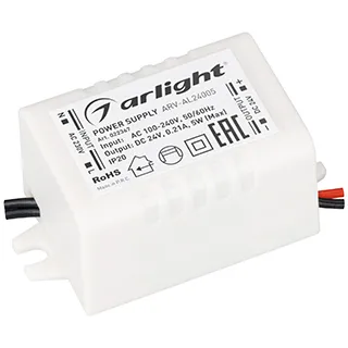 Блок питания ARV-AL24005 (24V, 0.21A, 5W) (Arlight, IP20 Пластик, 2 года) - изображение товара