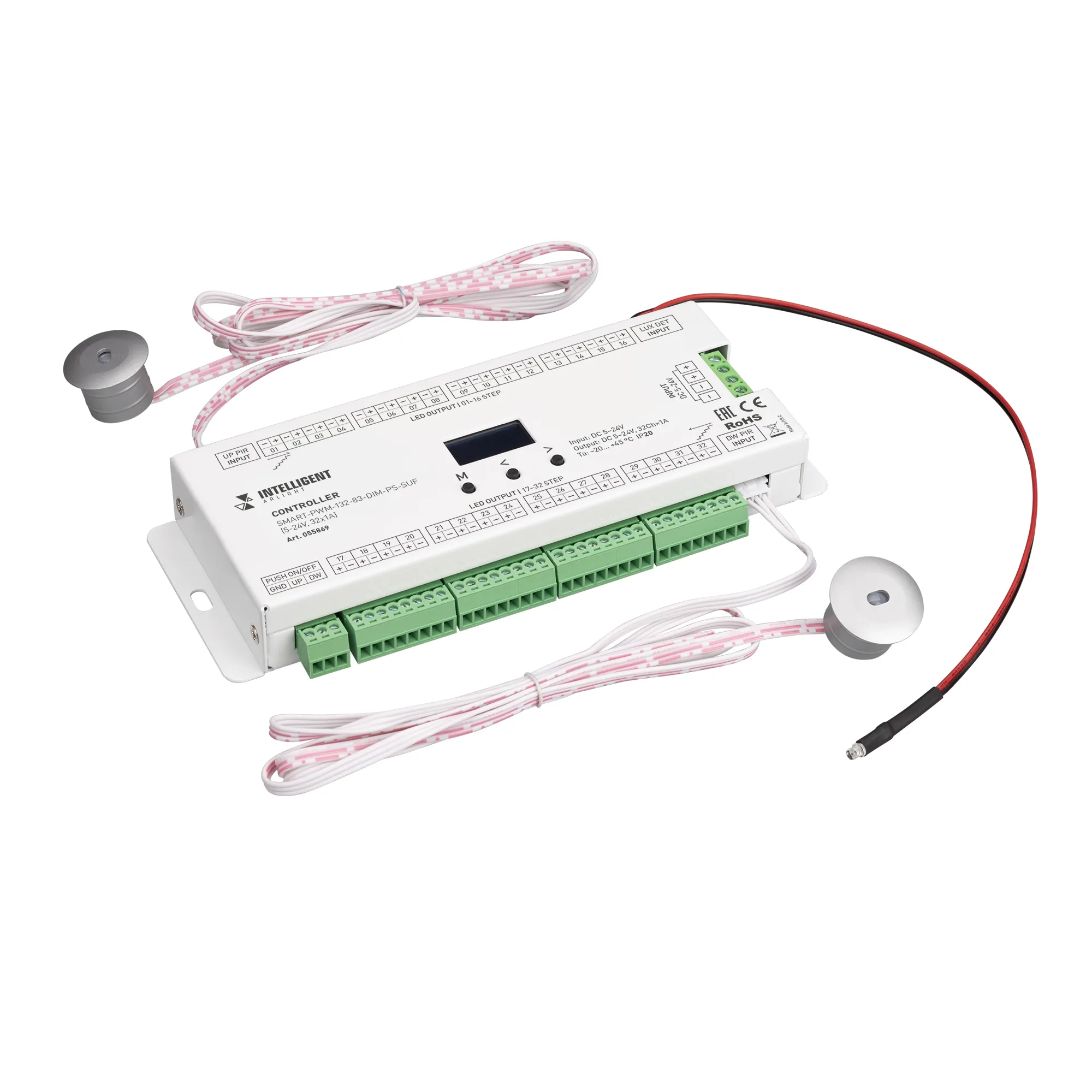 INTELLIGENT ARLIGHT Контроллер лестничный SMART-PWM-132-83-DIM-PS-SUF (5-24V, 32x1A) (IARL, IP20 Металл, 5 лет) - изображение товара
