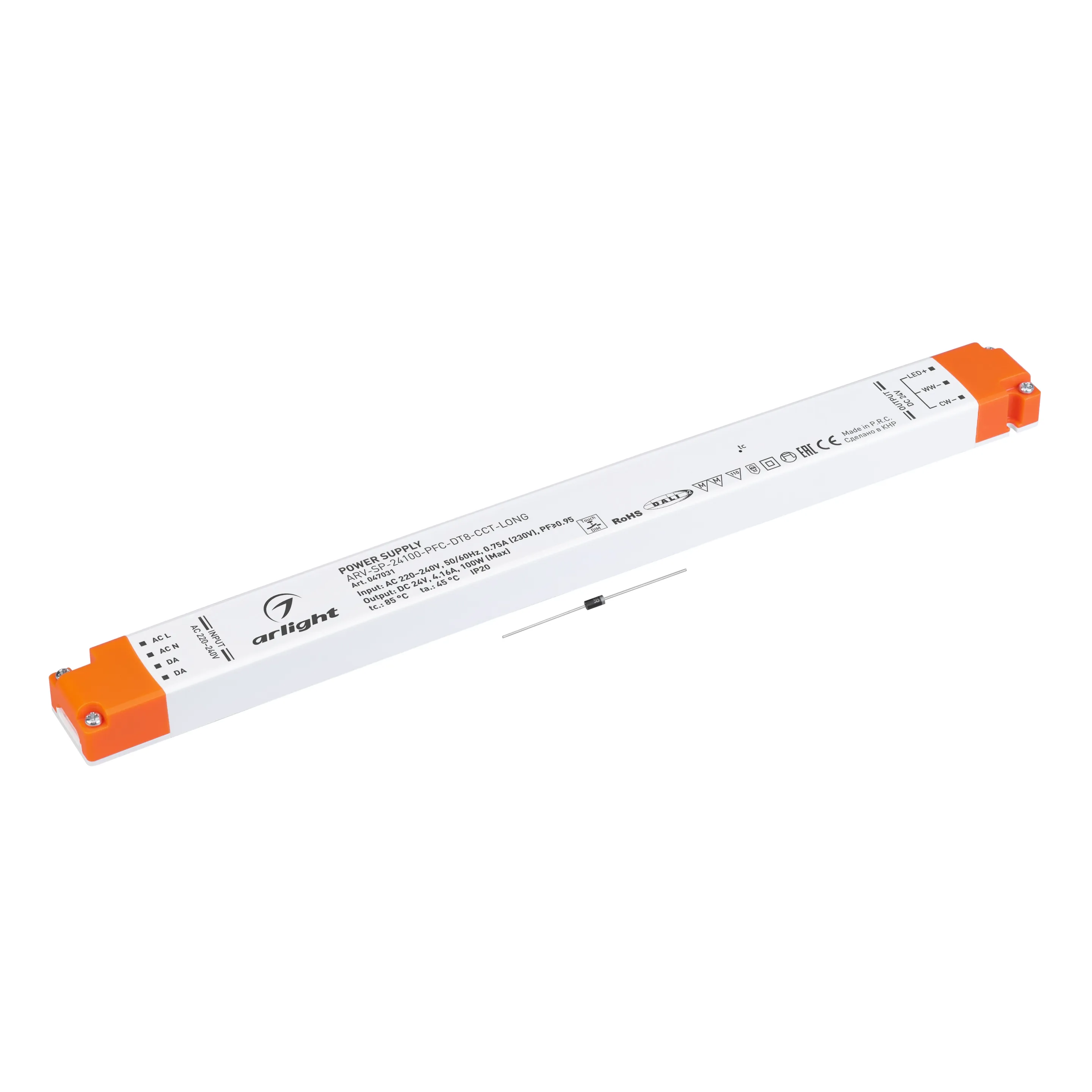 Блок питания ARV-SP-24100-PFC-DT8-CCT-LONG (24V, 4.16A, 100W) (Arlight, IP20 Пластик, 5 лет) - изображение товара